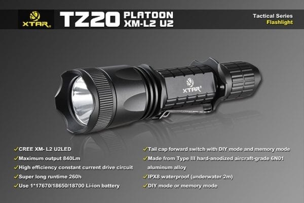 XTAR TZ 20 TAKTISK LED LOMMELYGTE 840 LUMEN